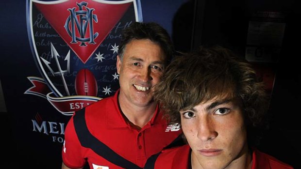 Todd Viney with his son Jack, who was signed on with the Demons under the father-son rule last year.
