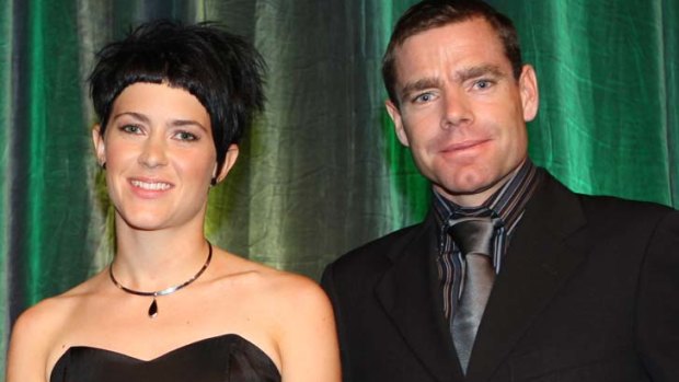 Champion pair ... Evans with Carly Hibberd at the Cyclist of the Year awards in 2008.
