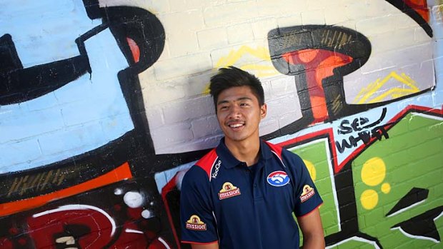 Big goals: Lin Jong is hoping to recapture his 2012 form this season for the Western Bulldogs. The youngster broke his leg early last season.