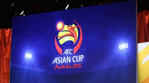 The AFC Asian Cup Australia 2015 logo is unveiled during the preliminary draw and logo launch in Melbourne yesterday.