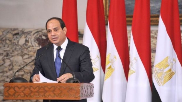 Promised crackdown on sexual assaults ... Abdel Fattah al-Sisi talks during his ceremony to be sworn in as President of Egypt, at the Presidential Palace in Cairo.