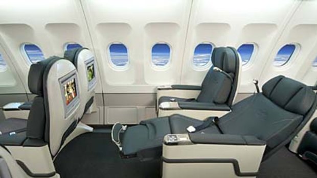 The new business class seats for Virgin Blue's A330 aircraft.