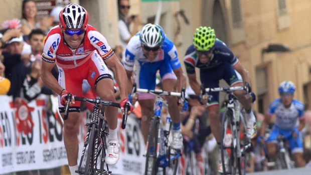 In charge: Joaquim Rodriguez races to victory in the 10th stage of the Giro d'Italia.