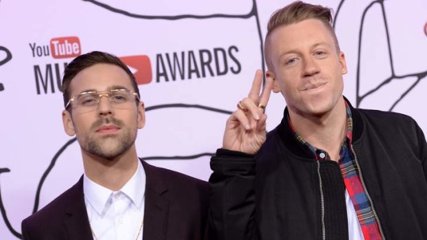 Ryan Lewis (left) and Macklemore attend the YouTube Music Awards 2013 in New York City.