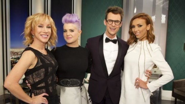 Catty chic: The cast of <i>Fashion Police</i>, Kathy Griffin, Kelly Osbourne, Brad Goreski and Giuliana Rancic before their bust-up.