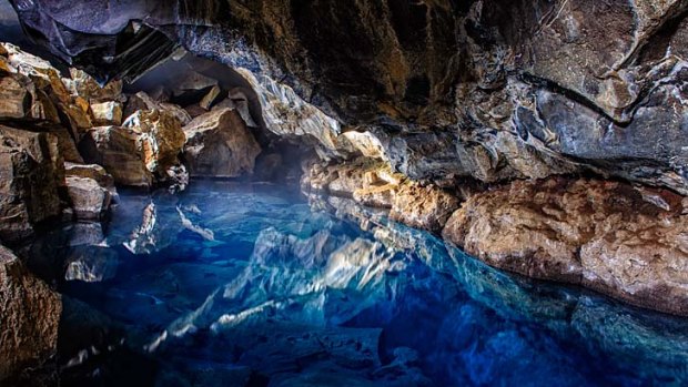 Better than the fantasy ... the hot pool of Grjotagja cave in Iceland.