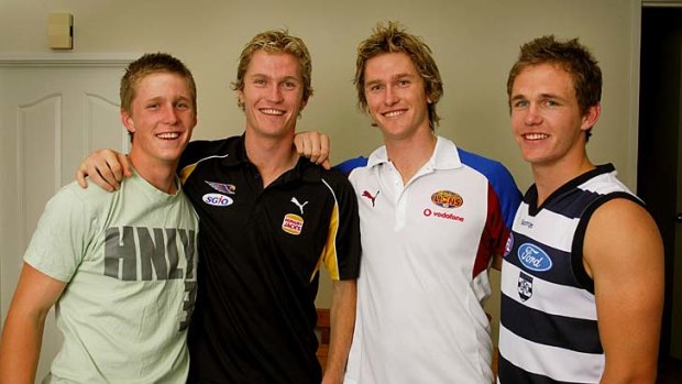 Left to Right: Scott, Adam, Troy and Joel Selwood at their family home in Bendigo.