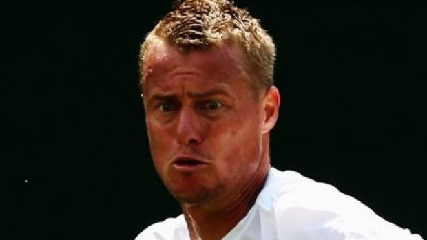 Lleyton Hewitt in action at Wimbeldon last month.