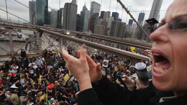 Police closed the Brooklyn Bridge for an hour as they carried out arrests.