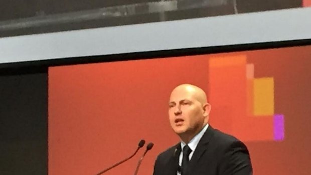 Queensland treasurer Curtis Pitt speaking at Brisbane's PwC post-Budget breakfast.