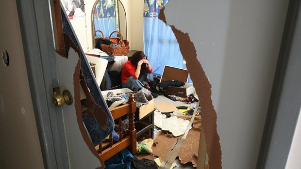 The wreckage after this woman’s 12-year-old son went on a violent rampage.