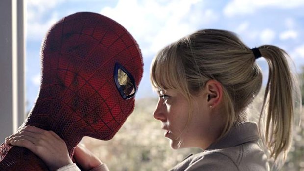 Andrew Garfield as Spider-Man and Emma Stone as Gwen Stacy.