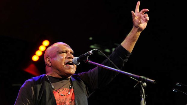 Power and pride: Archie Roach performs at the Port Fairy Folk Festival on Saturday.