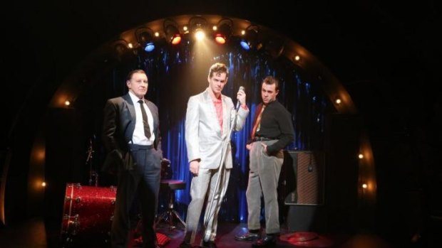 Tony Martin, Jeremy Davidson and Ben O'Toole in Sydney Theatre Company's production of Jez Butterworth's Mojo.  