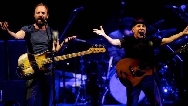 Double header: Longtime friends Paul Simon and Sting shared the stage together, blending their voices  and their bands.