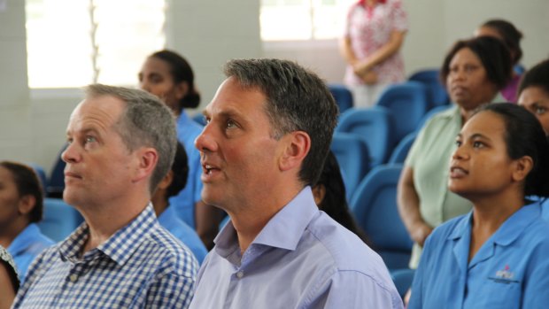 Opposition leader Bill Shorten and Labor immigration spokesman Richard Marles in Port Moresby on Sunday