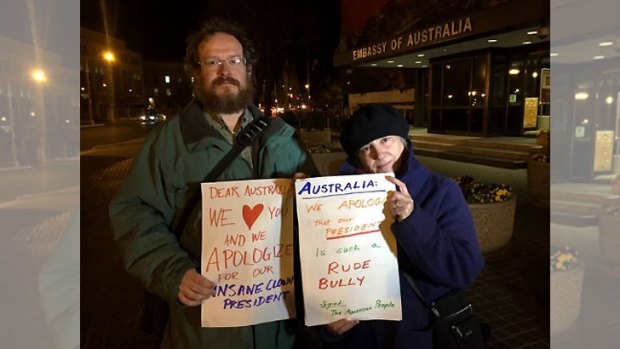Americans apologising at the Australian embassy in Washington DC. 