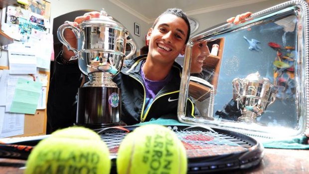 Canberra's teen tennis sensation Nick Kyrgios is home again after triumphant campaigns at both Roland Garros and Wimbledon.