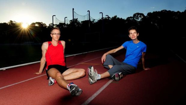 Race walker Jared Tallent and wife Claire - who now coaches the Olympic medallist - contemplate their future during a break at the AIS athletics track.