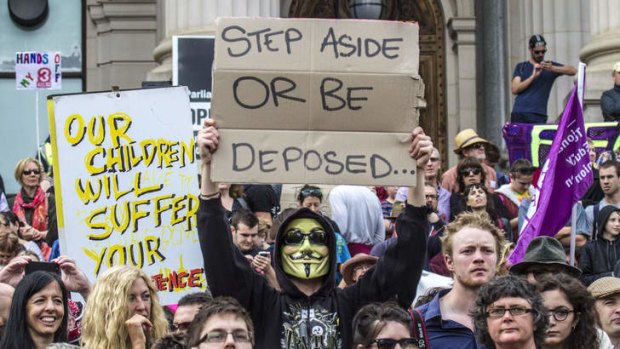 Demonstrators in the March in March prostests in Melbourne.