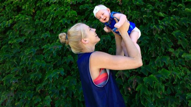 Canberra Capitals star Abby Bishop with her five-month-month old niece Zala.