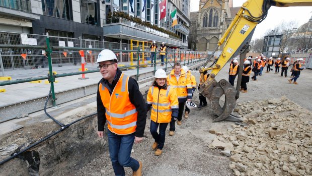 Premier Daniel Andrews toured City Square as a consortium led by Lendlease won the bidding process to build the Metro Rail tunnel.