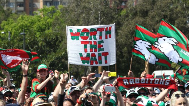 Out in force: Souths fans at Redfern on Monday.