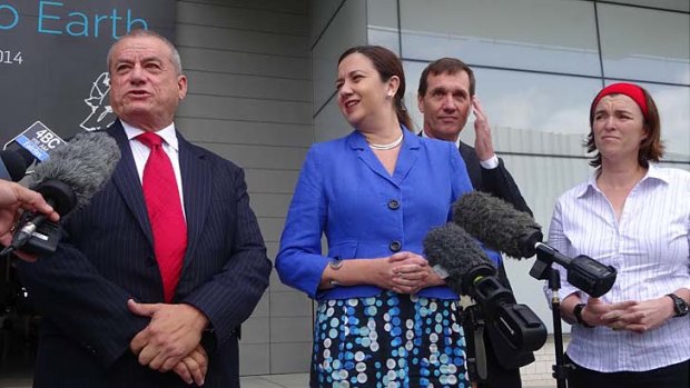 Peter Russo with Labor leader Annastacia Palaszczuk, candidate for Stafford Anthony Lynham and Albert candidate Melissa McMahon.
