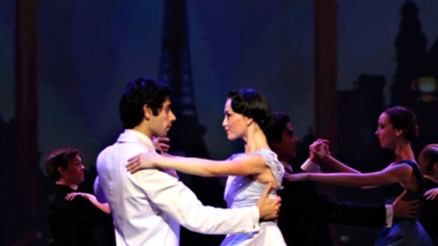 Rachael Walsh as Margot Fonteyn dances with Nathan Scicluna as Roberto 'Tito' Arias in the Queensland Ballet's production of Fonteyn Remembered.
