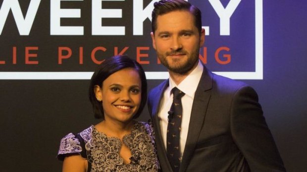 At ease: Miranda Tapsell with Charlie Pickering.