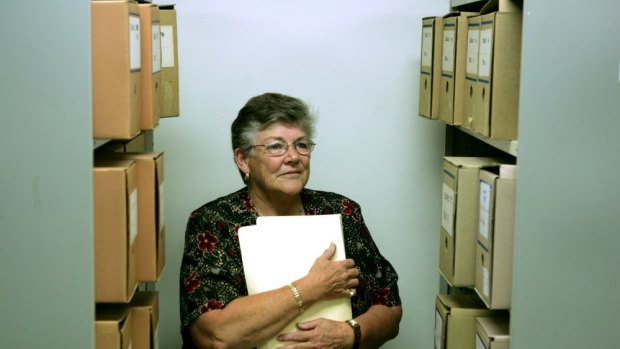 Judith Cornell in the archives at the College of Nursing in Burwood.