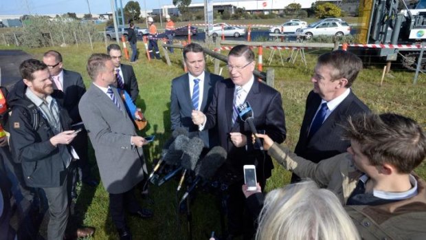 Premier Denis Napthine (centre) has hit out at the Labor Party's 'reckless' move.