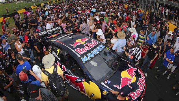 Crowd pleaser: Saturday's V8 Supercars pre-season test at Sydney Motorsport Park.