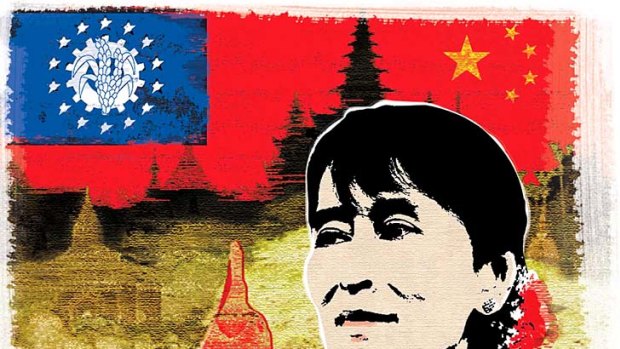 Aung San Suu Kyi ... she has been allowed to speak freely and widely. <em>Illustration: Dionne Gain</em>