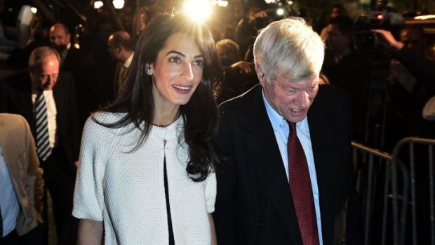 Amal Alamuddin Clooney, who has changed her professional name to Amal Clooney, arriving in Athens, Greece.