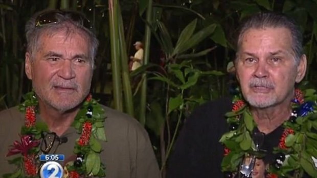 Alan Robinson and Walter Macfarlane are interviewed in Honolulu on television news station KHON.