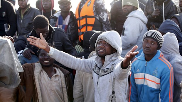 Asylum-seekers after their boat was sent back by the Libyan navy to the coastal city of Misrata earlier this month.