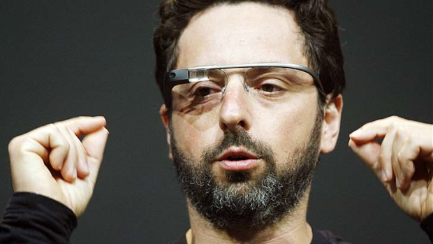 Google's Sergey Brin shows off Google Glass.