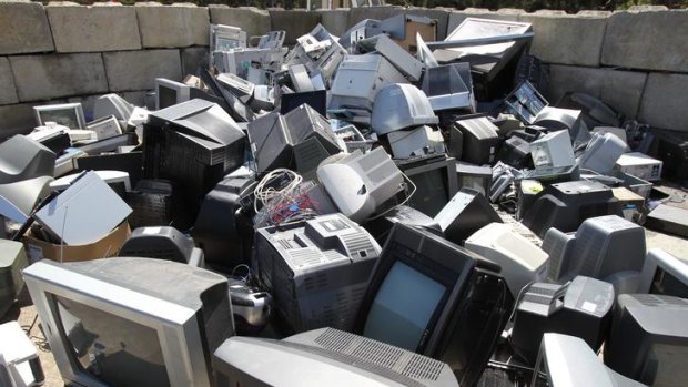 E-waste at Kimbriki Resource Recovery Centre at Terrey Hills.