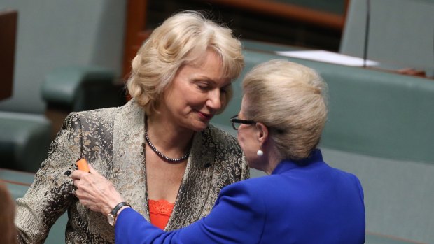 Outgoing Liberal MPs Sharman Stone and Bronwyn Bishop. 