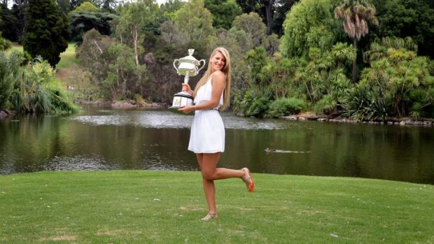 Not your average garden variety: Back-to-back Australian Open women's singles champion Victoria Azarenka with her trophy.
