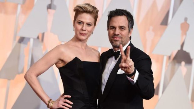 Mark Ruffalo arrives at this year's Oscars with wife Sunrise Coigney. He was nominated for best supporting actor for <i>Foxcatcher</i>, but the award went to JK Simmons for <i>Whiplash</i>. 