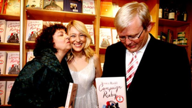 Ruby Tuesday ... Therese, Jessica and Kevin Rudd at yesterday's launch of 'Ruby Tuesday'.