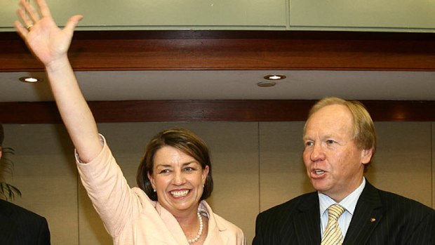 Premier in waiting Anna Bligh with outgoing Premier Peter Beattie in 2007.