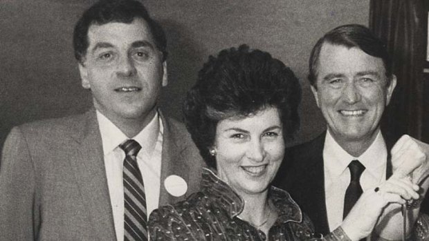 Then and now &#8230; Andrew Kalajzich with his wife, Megan, and premier Neville Wran in the 1980s.