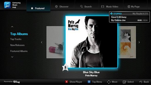 The Music Hub service on a Samsung TV.