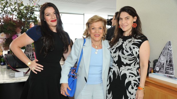 Gretel Packer (right) with daughter Francesca and mother Roslyn. 