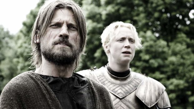 Nikolaj Coster-Waldau as Jaime Lannister  and Gwendoline Christie as Brienne of Tarth.