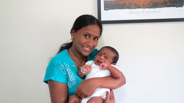 Tamil refugee Ranjini and her baby boy Paari.
