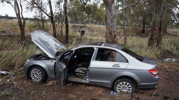 Tarik Bene's Mercedes Benz was washed off the Hume Highway when he accidentally drove into floodwater at 5.15am Saturday.